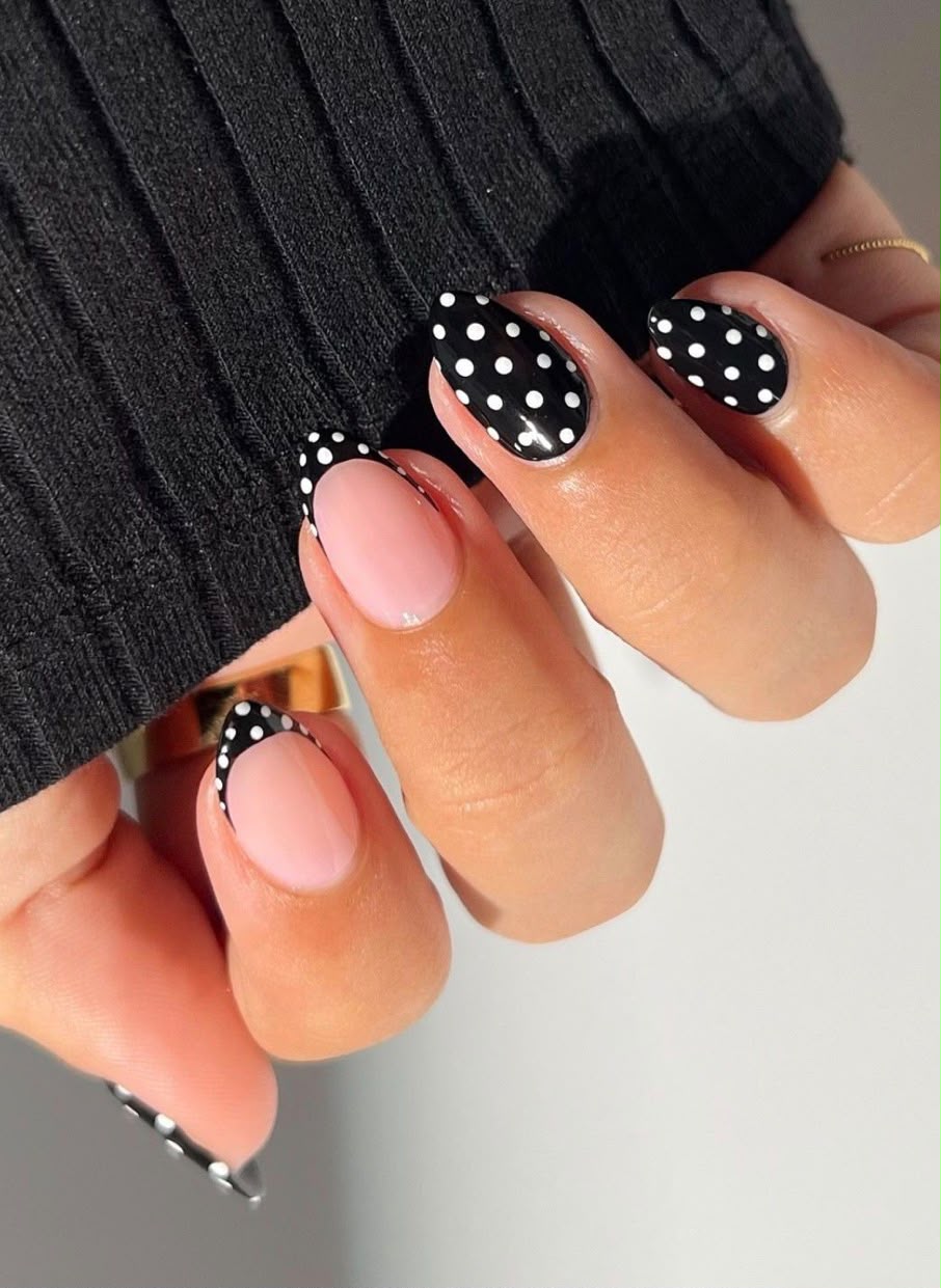Black White Polka Mix Press-On Nails