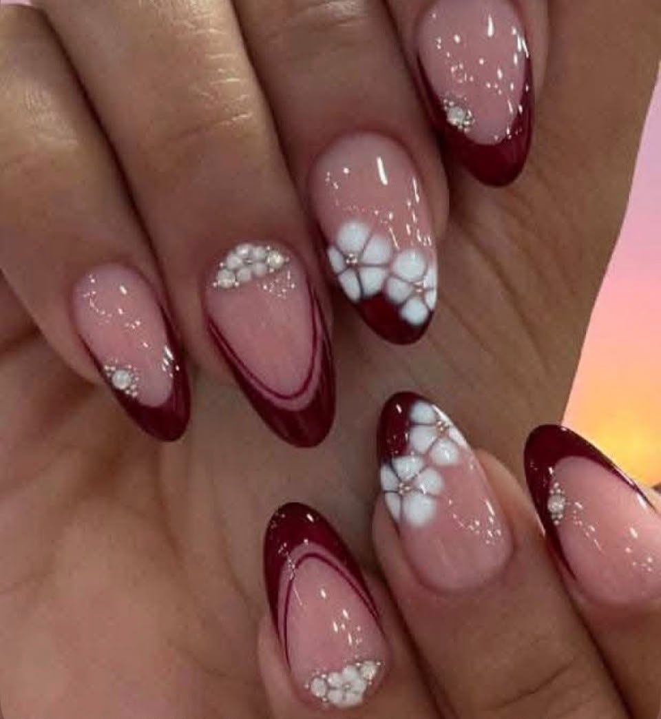 Deep Burgundy French Tips Press-On Nails