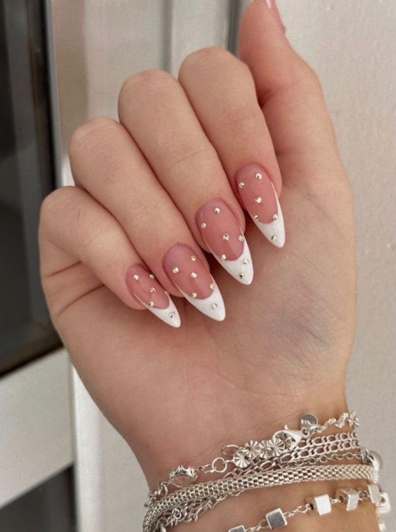 Pearl Stud French Tips Press-On Nails